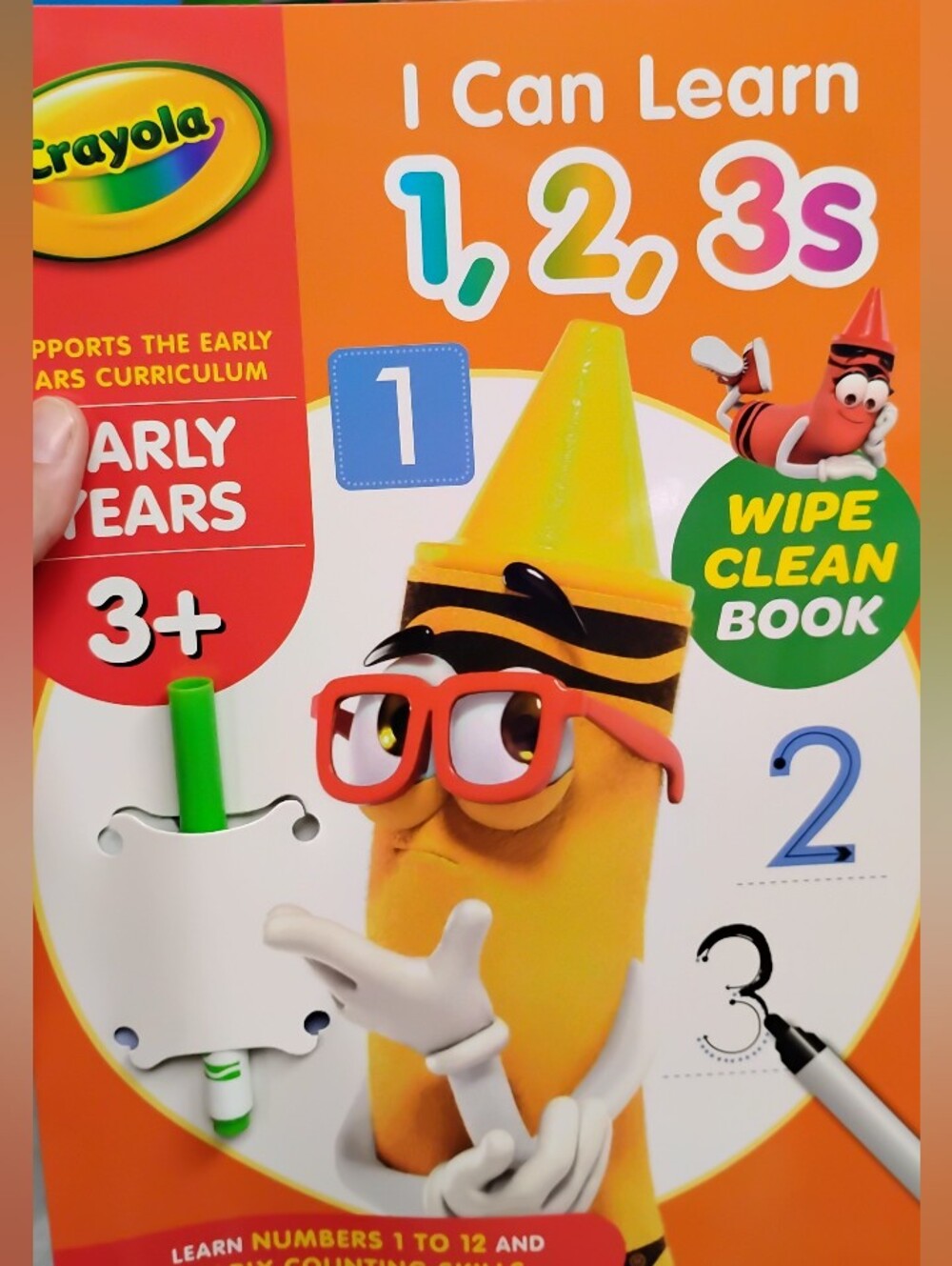 Crayola Orange Wipe Clean I Can Learn 1,2,3s Activity Book